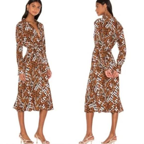 Equipment Relle Silk Shirtdress 2 Luxury Houndstooth Academia Modest Business - Picture 4 of 16